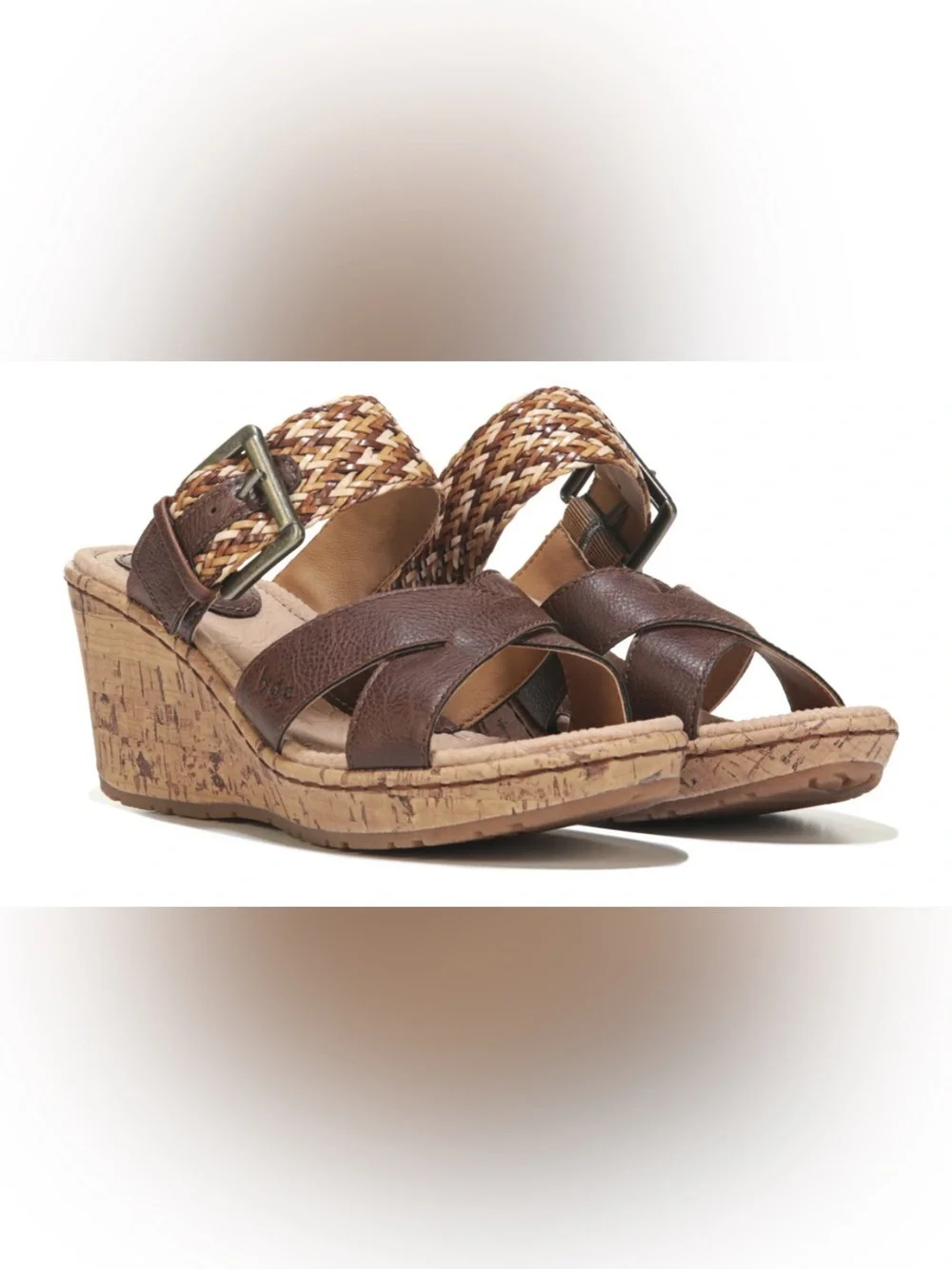 Brand new never worn BOC Brown Woven Strap Cork Wedge Sandals